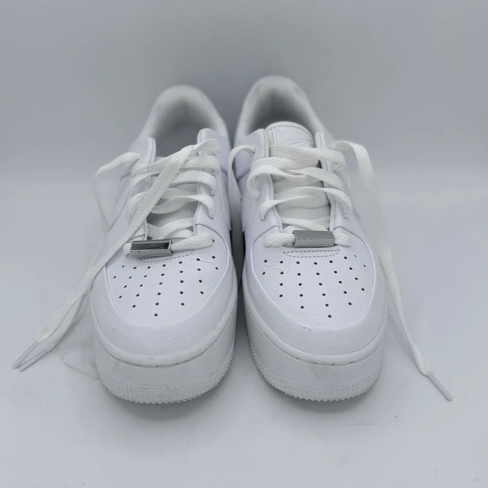 Nike Women's Air Force 1 Sage Low Triple White Platform Sneakers Size 7 - Picture 4 of 9